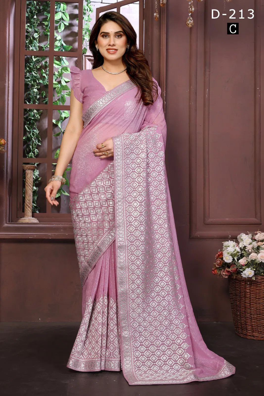 Df 213 A To D Crunchy Saree Wholesale Clothing Distributors In India